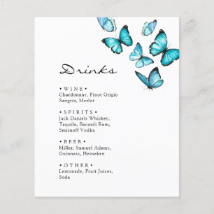 Stylish Blue butterflies wedding Drinks menu