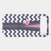 Stylish Blue Chevron With Zipper & Pink Ladybug iPod Touch Case (Back (Horizontal))