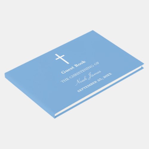 Stylish Blue Christening Guest Book