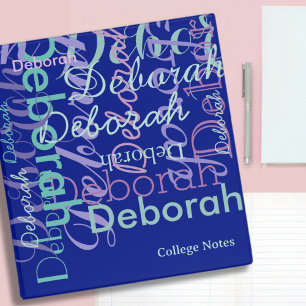 Stylish blue color modern typography College 3 Ring Binder