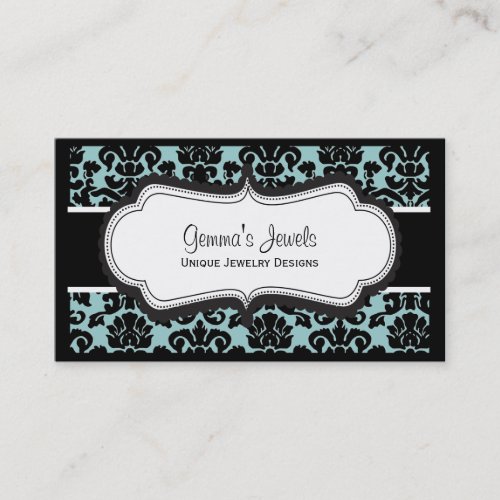 Stylish Blue Damask Business Cards