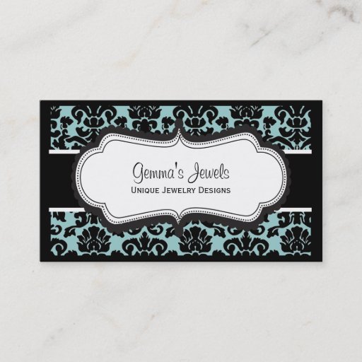 Customizable Stylish Blue Damask Business Cards