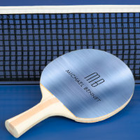 Stylish Blue Faux Brushed Metallic Monogram Name Ping Pong Paddle