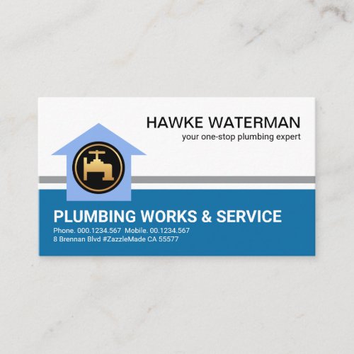 Stylish Blue Flood Layers Home Piping Plumber Business Card