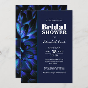 Stylish Blue Floral Bridal Shower Invitation