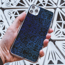 stylish Blue Floral pattern on black
