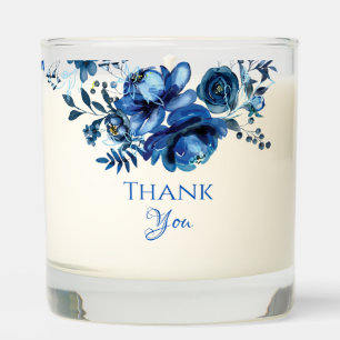 Stylish Blue Floral Thank You Scented Candle