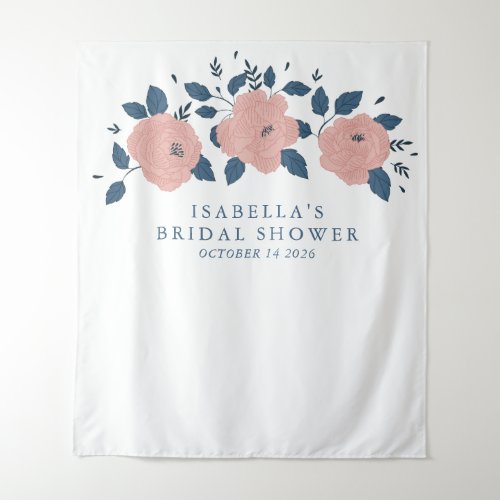 Stylish Blue Garden Flower Custom Bridal Shower Tapestry