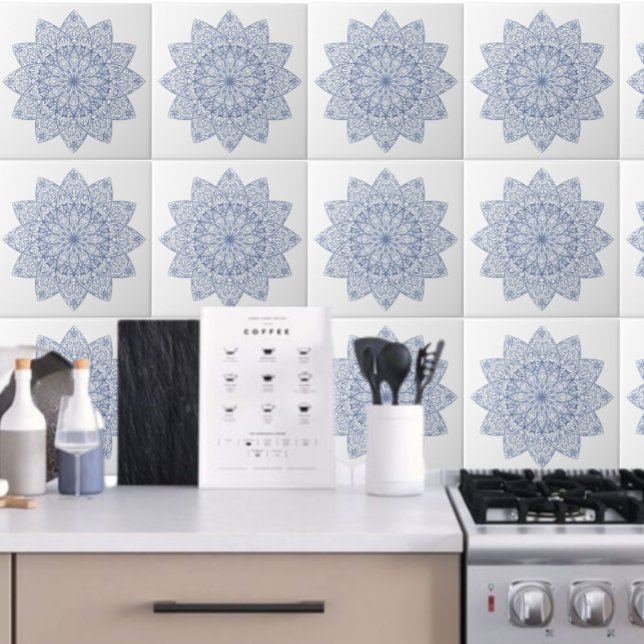 Stylish Blue Geometric pattern Ceramic Tile (Creator Uploaded)