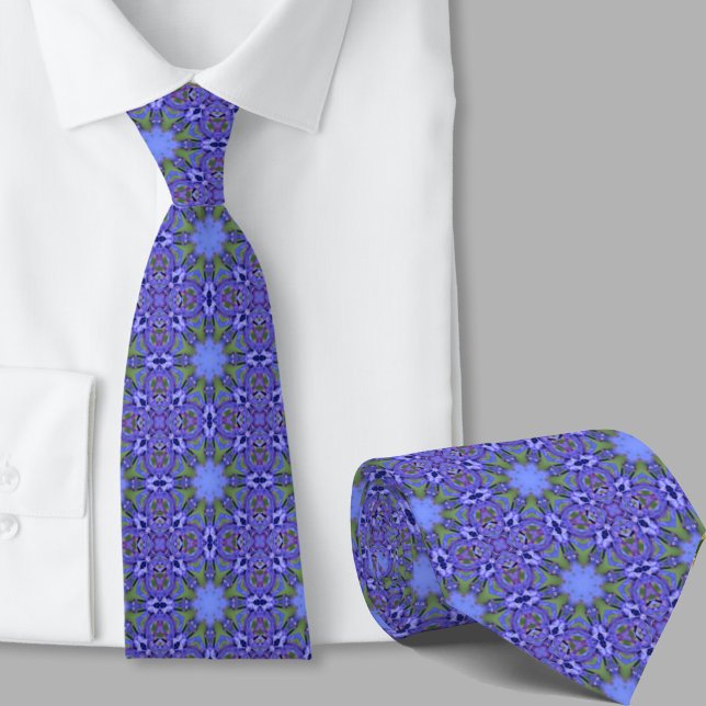Stylish blue geometric retro pattern neck tie (Creator Uploaded)