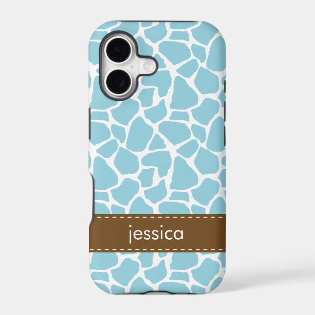 Stylish Blue Giraffe Pattern Iphone Case (Back)
