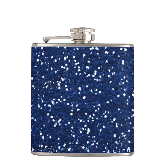 Stylish Blue Glitter Flask (Front)