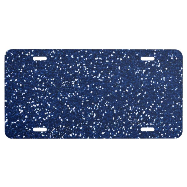 Stylish Blue Glitter License Plate (Front)