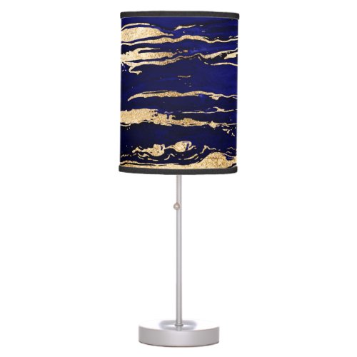 Stylish Blue Gold Abstract Marble Table Lamp