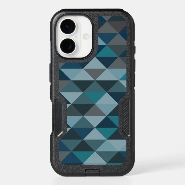 Stylish Blue Gray Ombre Modern Geometric Pattern Otterbox iPhone Case (Back)