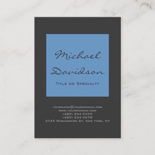 Stylish Blue Gray Script Business Card