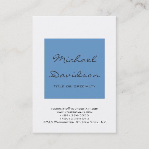 Stylish Blue Gray Script White Business Card