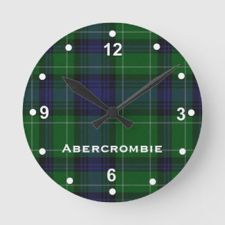 Stylish Blue & Green Abercrombie Tartan Plaid Round Clock