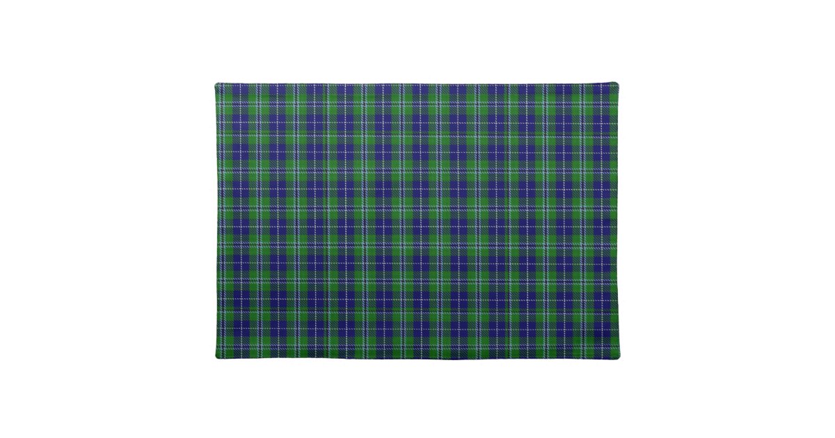 Stylish Blue & Green Douglas Tartan Plaid Cloth Placemat Zazzle