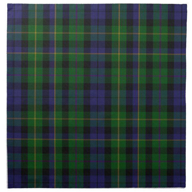 Stylish Blue & Green MacBride Tartan Plaid Cloth Napkin (Front)