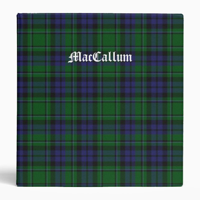 Stylish Blue & Green MacCallum Tartan Plaid Binder (Front)