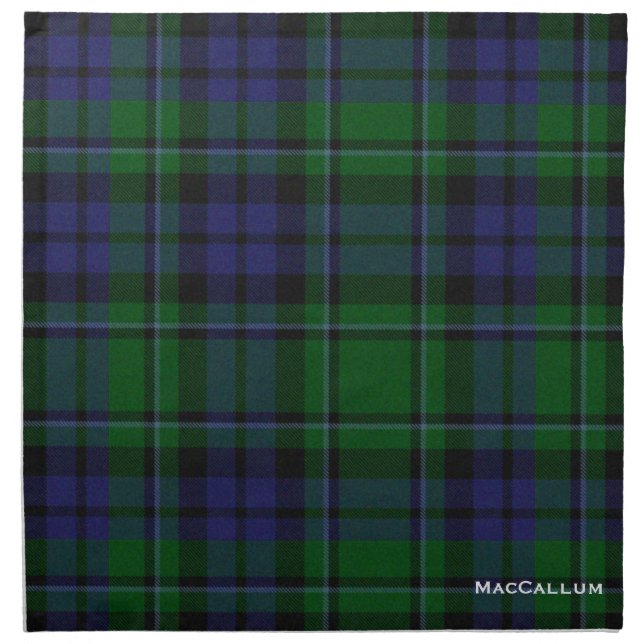 Stylish Blue & Green MacCallum Tartan Plaid Cloth Napkin (Front)