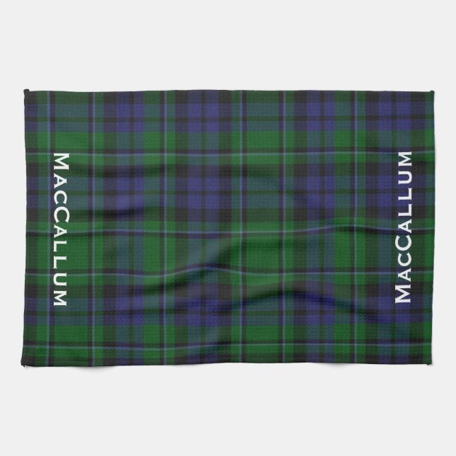 Stylish Blue & Green MacCallum Tartan Plaid Towel (Horizontal)