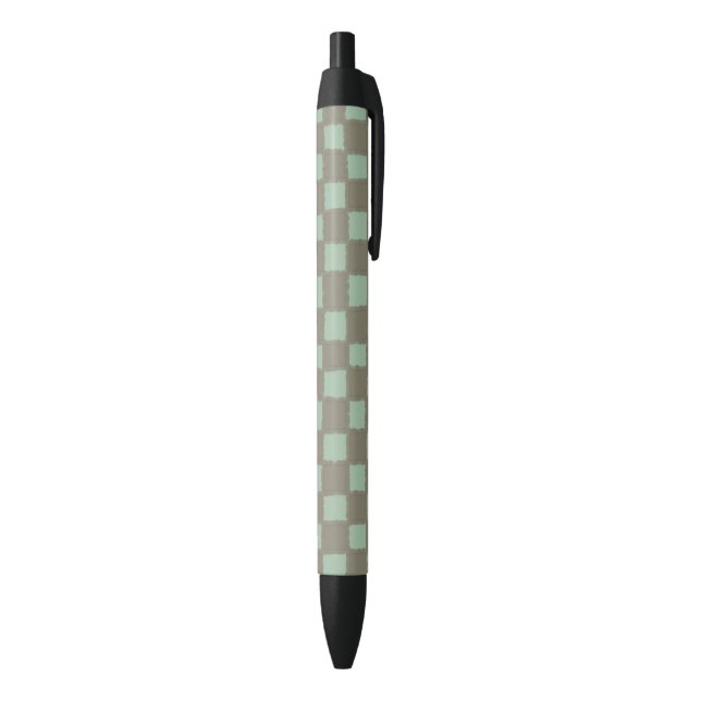 Stylish Blue Grey Checkered Checkerboard Pattern  Pen (Bottom (Vertical))