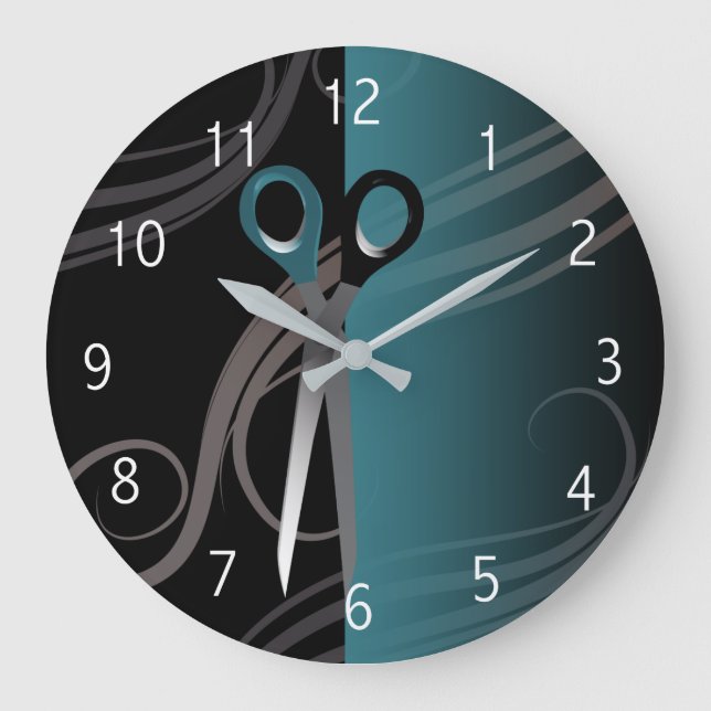 stylish blue hair salon clock (Front)