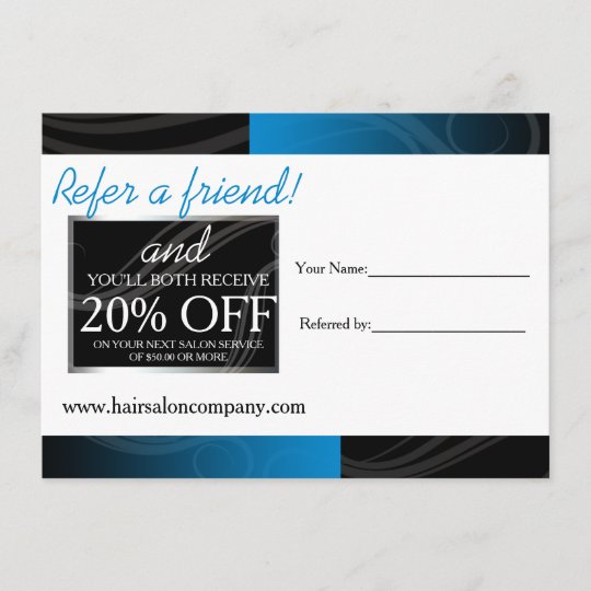 stylish blue hair salon referral card | Zazzle.com