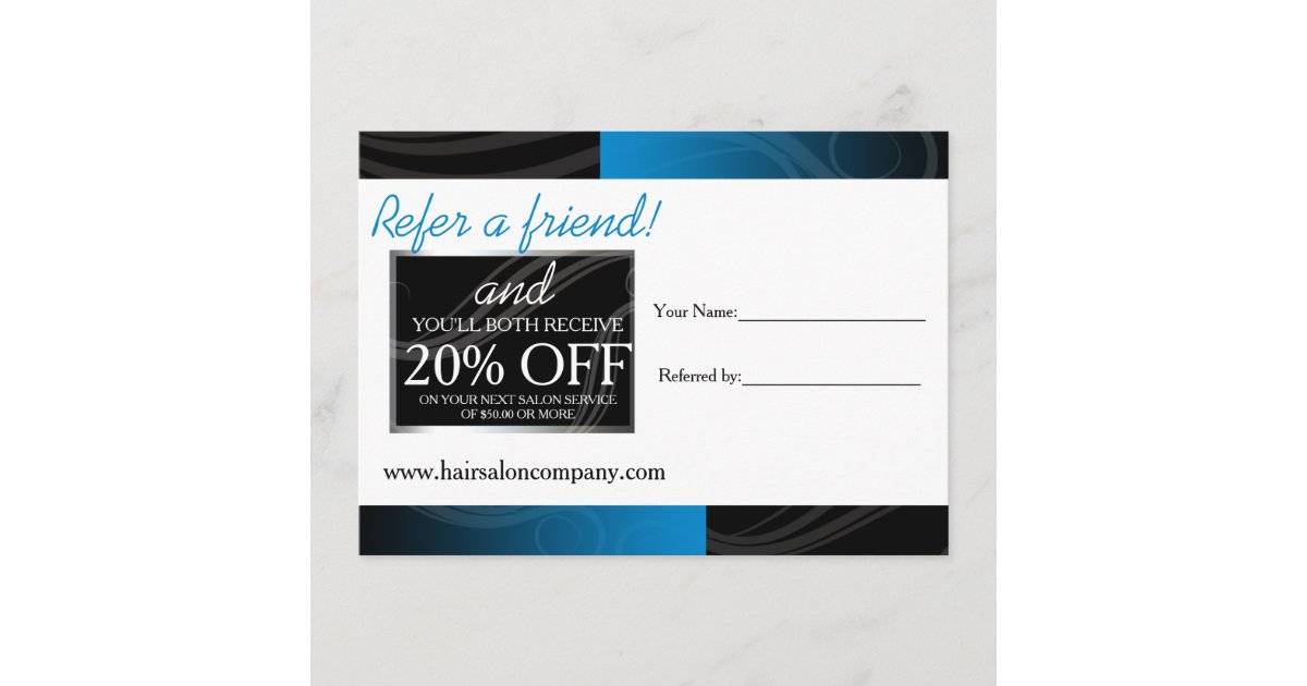 stylish blue hair salon referral card | Zazzle.com