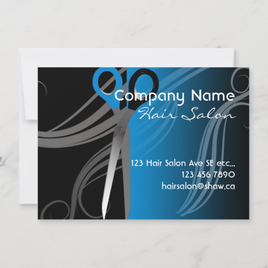 stylish blue hair salon referral card (Back)