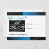 stylish blue hair salon referral card (Front)