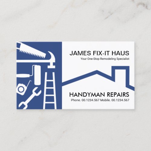 Stylish Blue Handyman Tools Layer Builder  Business Card