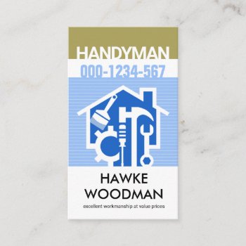 Stylish Blue Home Repair Tools Business Card by keikocreativecards at Zazzle