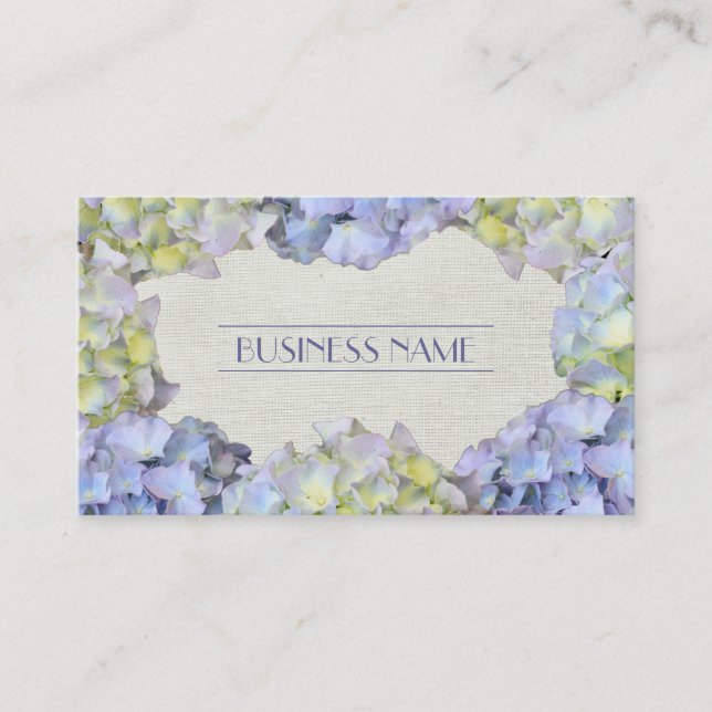 Stylish Blue Hydrangea Flowers Business Cards (Front)