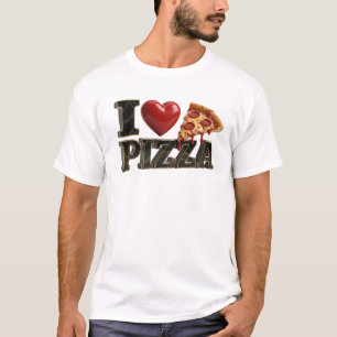 Stylish Blue I LOVE PIZZA Fashion Print T-Shirt
