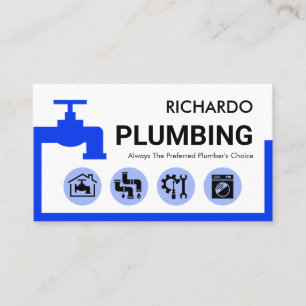 Stylish Blue Leaking Faucet Frame Business Card
