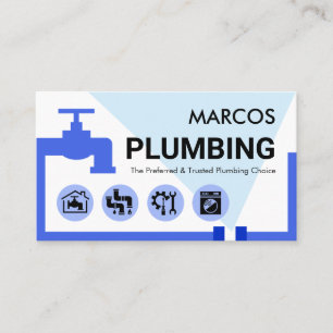 Stylish Blue Leaking Faucet Pipe Business Card