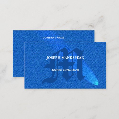 Stylish Blue Leather Comet Streaks  Monogram Business Card