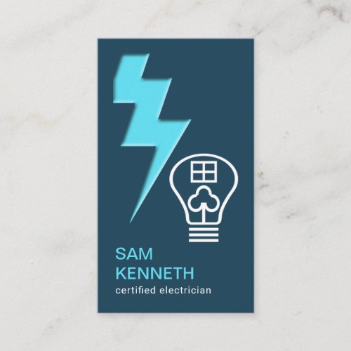 Stylish Blue Lightning Bolt Light Bulb Home Business Card