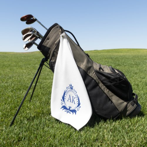 Stylish Blue Luxury Frame and Crown Golf Towel