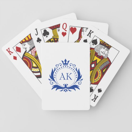 Stylish Blue Luxury Frame and Crown  Playing Cards