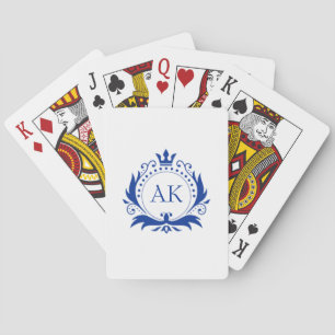 Stylish Blue Luxury Frame and Crown Poker Cards