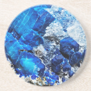 Stylish Blue Marble Stone Drink Coaster