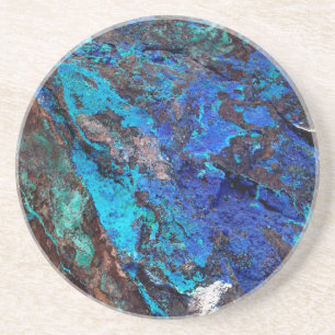 Stylish Blue Marble Stone Drink Coaster