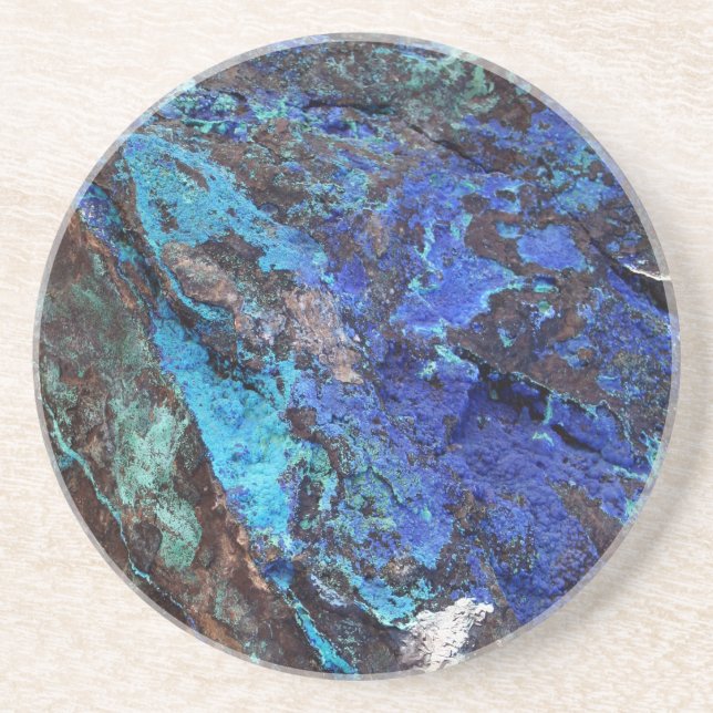 Stylish Blue Marble Stone Drink Coaster (Front)