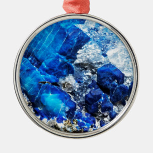Stylish Blue Marble Stone Metal Ornament