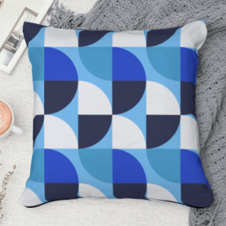 Stylish Blue midcentury modern abstract pattern Throw Pillow