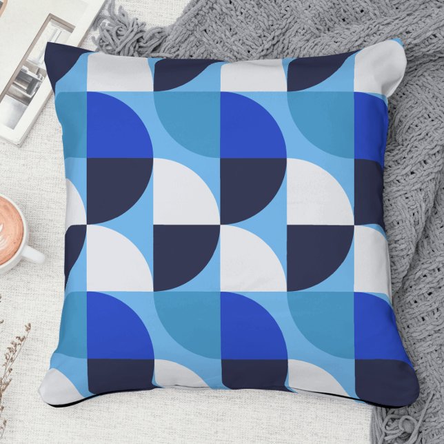 Stylish Blue midcentury modern abstract pattern Throw Pillow (Creator Uploaded)